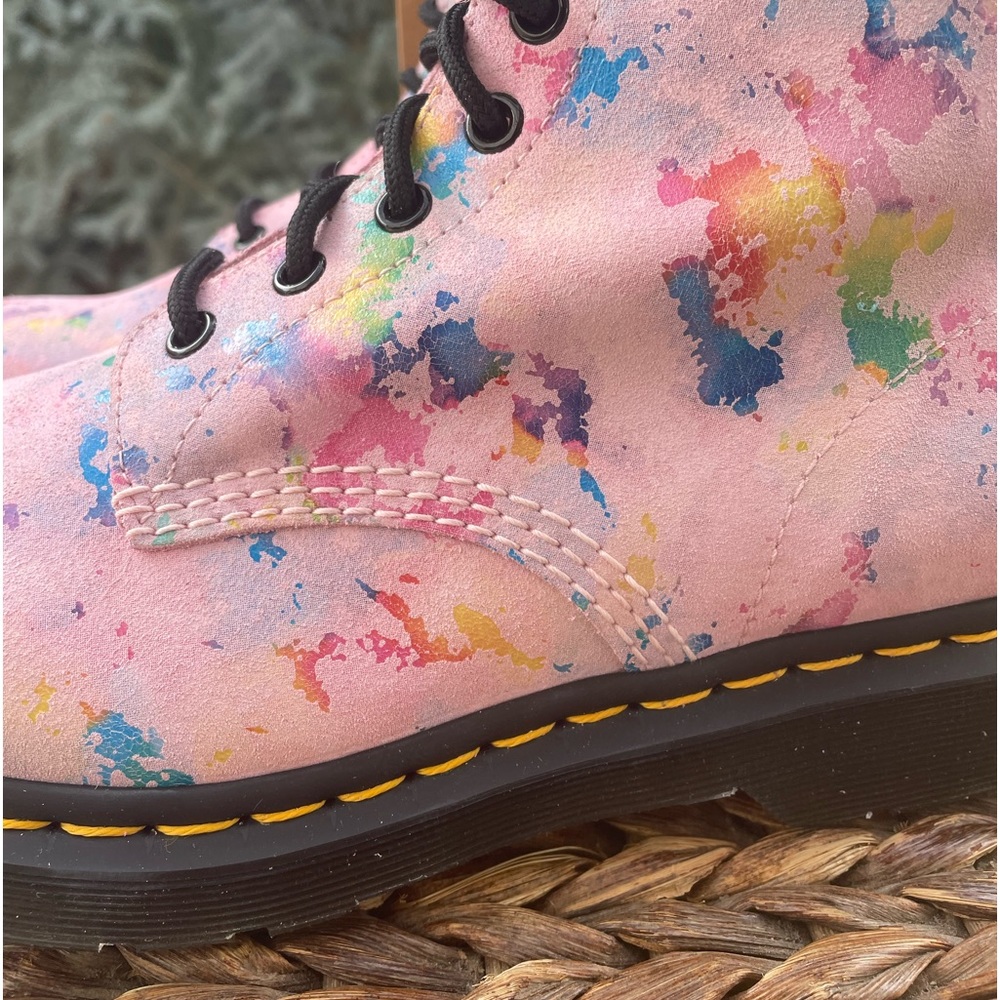 NEW Dr. Martens 1460 Pascal Suede Leather Lace Up Pink Confetti Boots - Picture 5 of 9